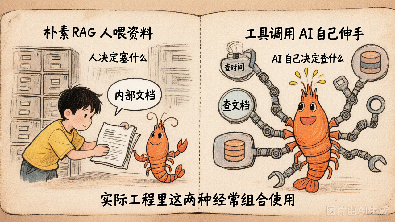 朴素 RAG vs 工具调用：人喂资料 vs AI 自己伸手