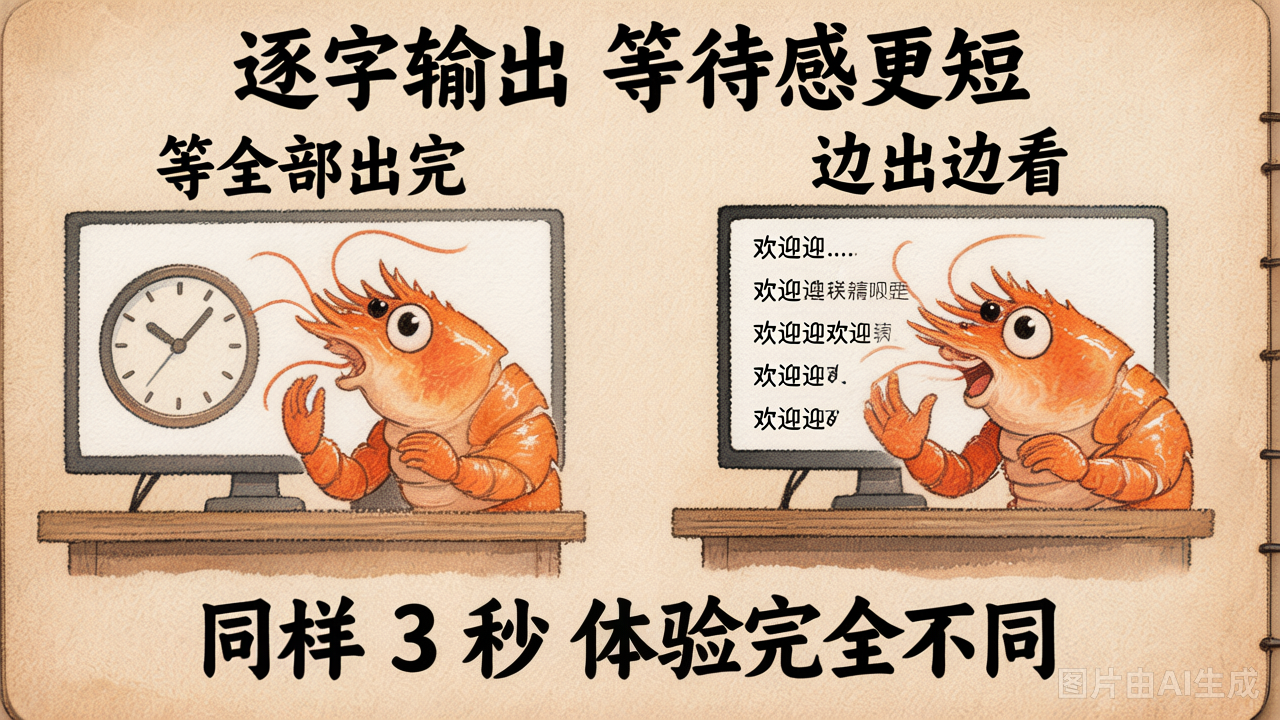 流式输出 vs 一次性输出 的等待感受
